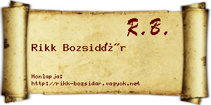 Rikk Bozsidár névjegykártya
